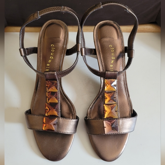 EUC Cloudwalkers Open Toe Slingback Heels Size 8W - Picture 5 of 11